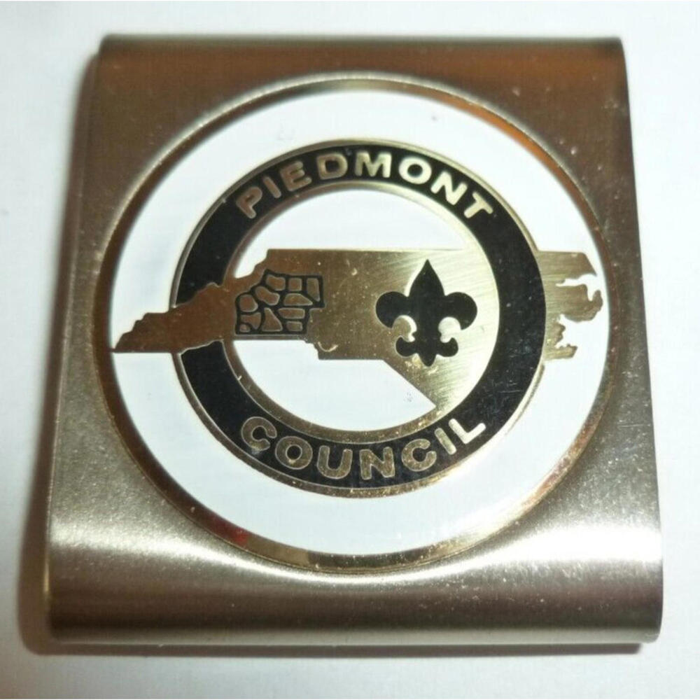 Boy Scouts of America Piedmont Council North Carolina Enamel Money Clip Gold